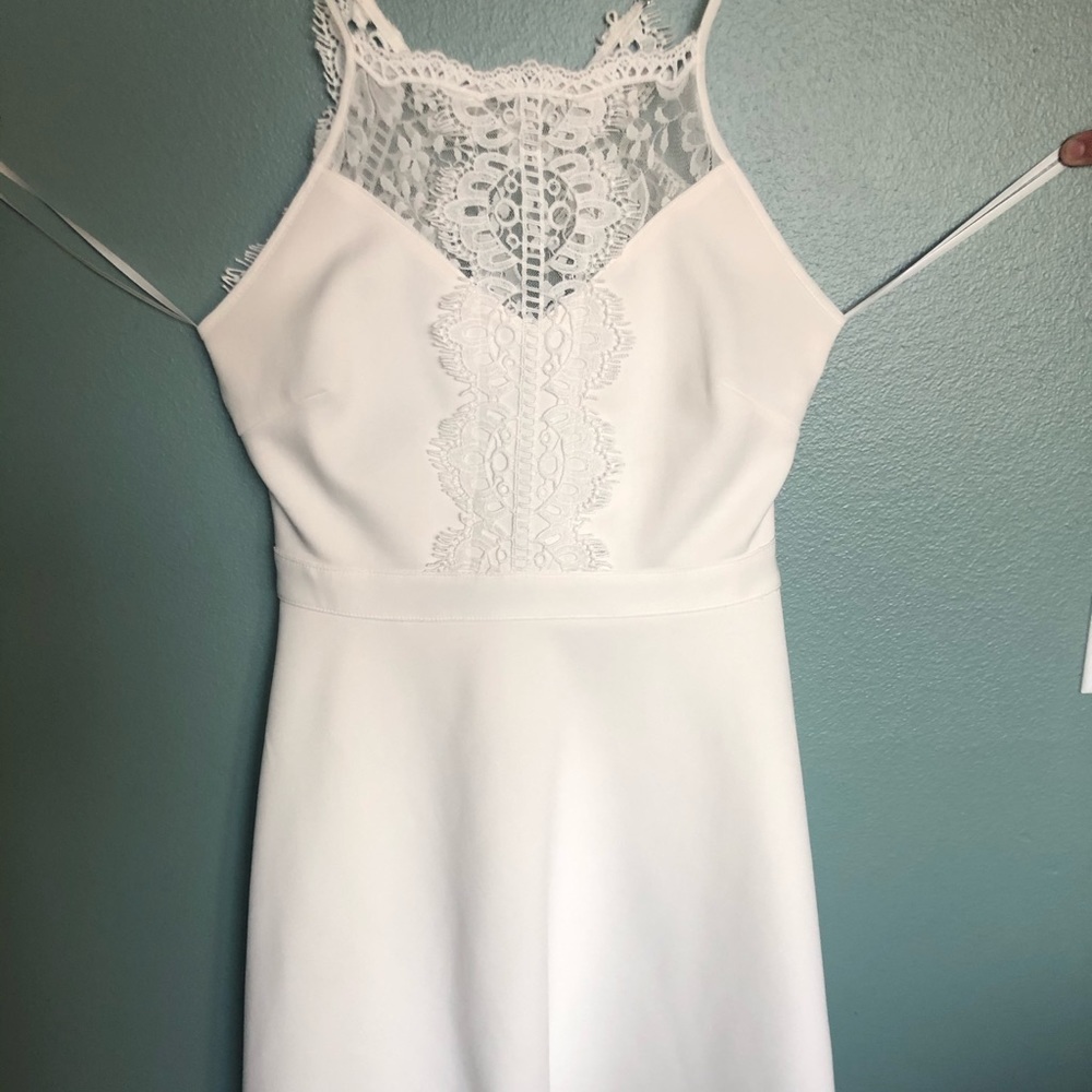 Bright white with lace details mini dress